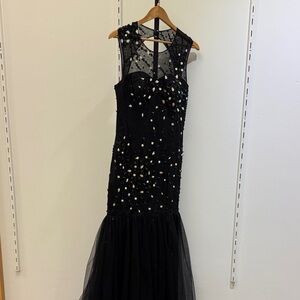 SOLD - Moda International Black Beaded Prom Dress